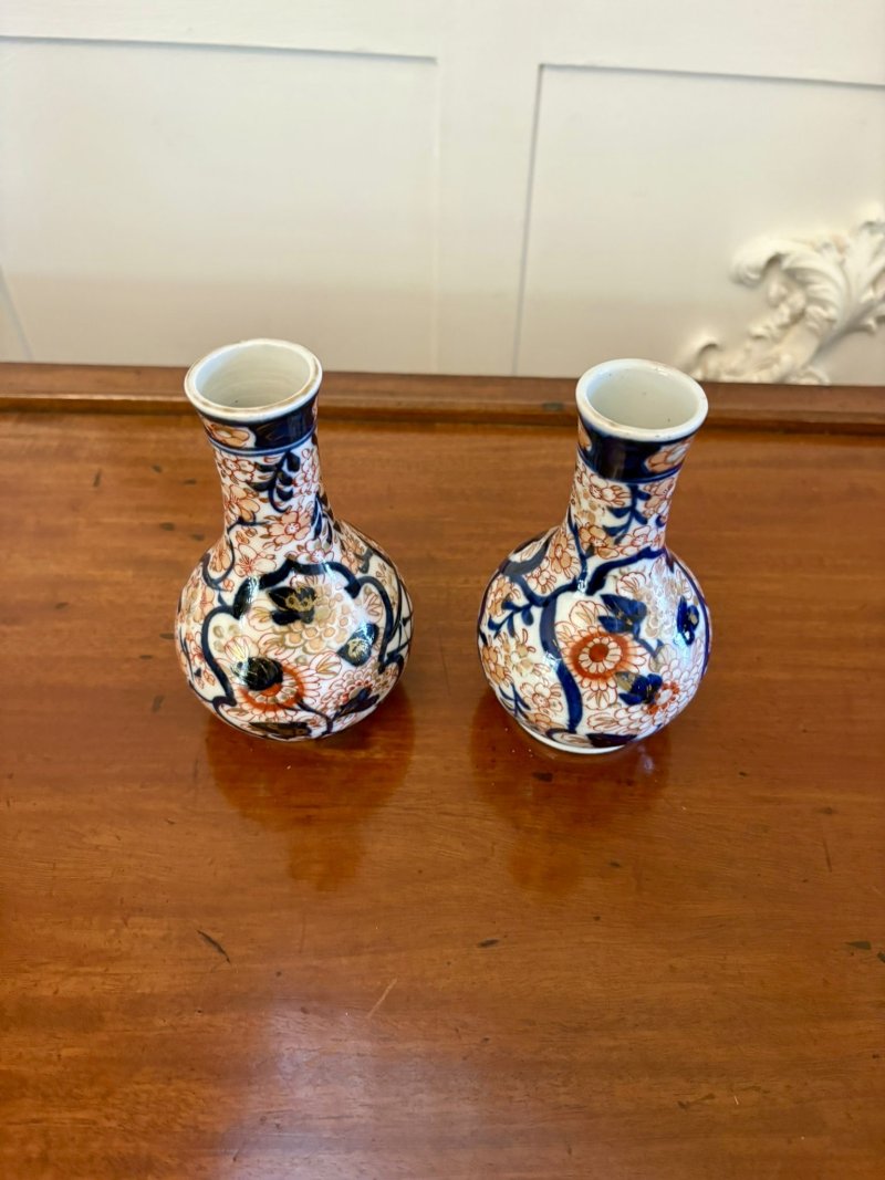 Small Pair of Antique Edwardian Quality Japanese Imari Vases - Image 5